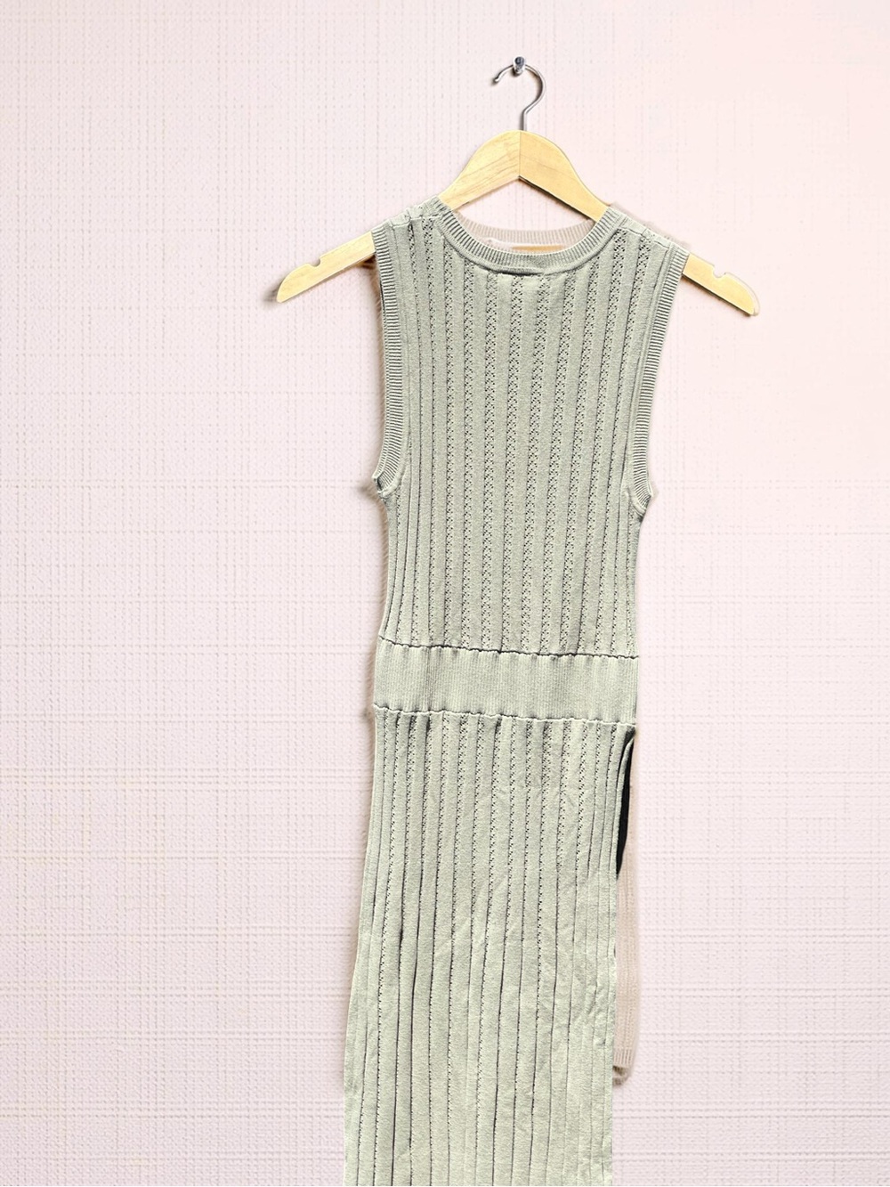 Varley Florian Knit Dress in a sage green color called Seagrass - Picture 13 of 16